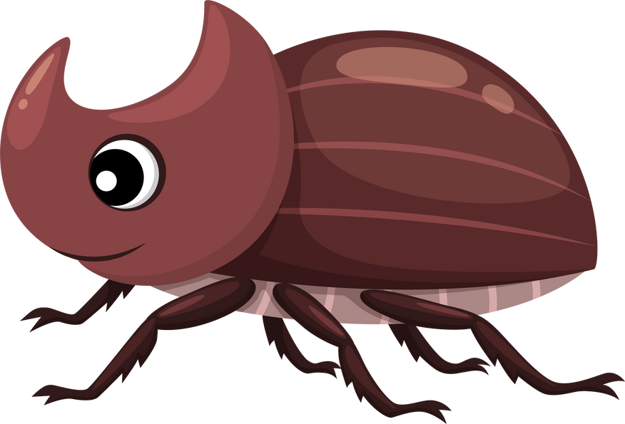 Rhinoceros beetle cartoon insect, kids character