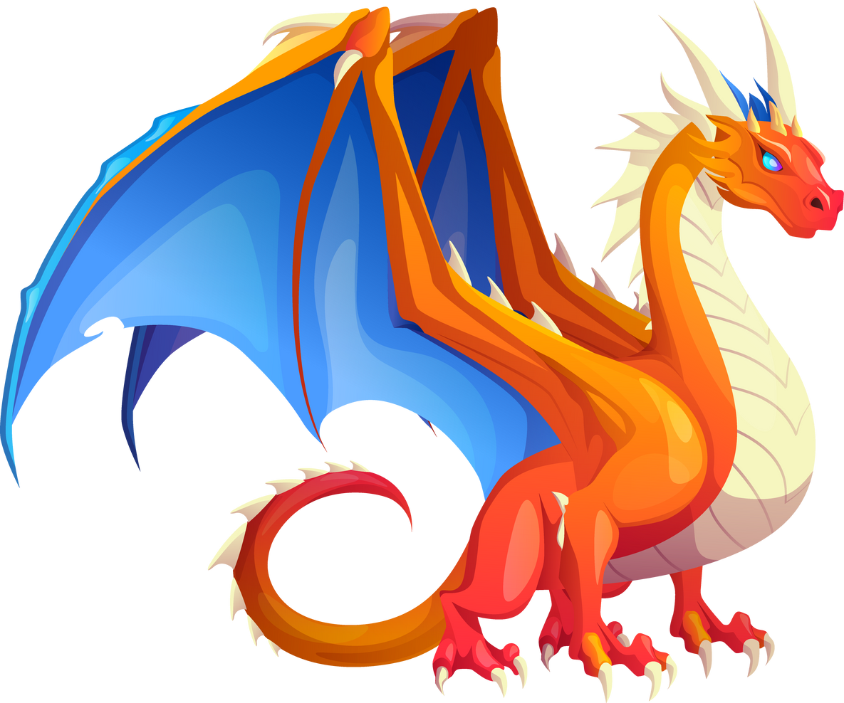 Orange Dragon with Wings